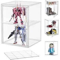 Display Case Clear Storage Box, Boots Shoe Boxes, Stackable Plastic Countertop Cube for Collectibles, Action Figures, Miniature Figures, Dustproof Protection, Storage, Large (40 x 30 x 25 cm)