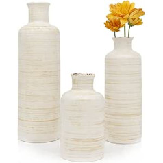 Heise & Düwel Set of 3 Vases Rustic Style Boho Vase Beige Flower Vase Modern Small Vases Room Decoration Bedroom Vases Decoration Aesthetic Room Decor Spring Decoration Living Room Decoration