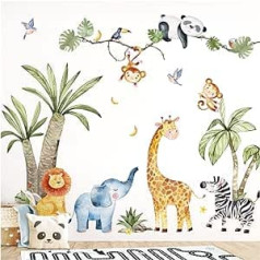 Little Deco XXL Sienas uzlīme Safari Animals Set Sienas uzlīme bērnu istabai Sienas uzlīme Džungļu dzīvnieki Koks Bērnu istaba Sienas attēls XL - 147 x 76 cm (P x A) DL800