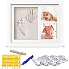 TENQUAN Baby Handprint Footprint Māla pēdu nospiedumu komplekts, Bērnu koka attēlu rāmis ar ģipša apdruku, Roku un pēdu nospiedumu mazuļa ģipša lējumu komplekts - Dāvana jaundzimušajiem, zīdaiņiem, mazuļa atmiņām, kristībām