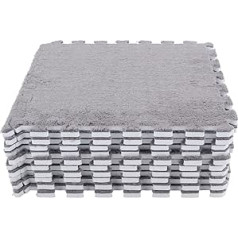 Plush Foam Floor Mat, 10 Pieces, Plush Foam Floor Mat, Soft, Thick, Split Interlocking Plush Foam Carpet for Room Floor (Grey)