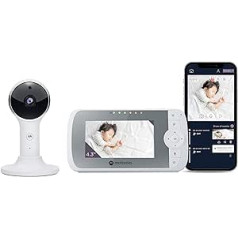 Motorola Nursery Baby Monitor VM64 — 4,3 collu WiFi video mazuļu monitors ar kameru — viedtālruņa lietotne, magnētiskais turētājs, liela diapazona, 2 virzienu audio, digitālā tālummaiņa, istabas temperatūra, šūpuļdziesmas, nakts redz