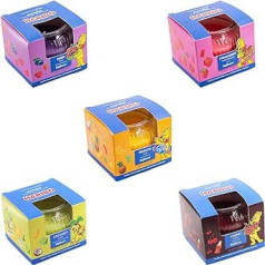 Haribo Small Scented Candle in Glass, Set of 5 Candles in Gift Box, Small Scented Candle with Burning Time of up to 20 Hours, 5 Fragrances for Home, Gift Idea