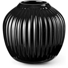 Kähler Design Hammershøi 693324 Vase Ceramic with Decorative Groove Structure Harmonious Shape Dimensions (H x D) 13 x 13.5 cm Black