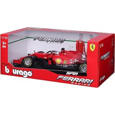 Bburago F1 Ferrari SF21 (2021): 1:18 mēroga modelis, Ferrari sacīkšu sērija, pilots Leklerks, sarkanā (18-16809L) formula