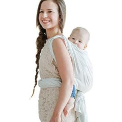 Shabany® Baby Sling - 100% organiskā kokvilna - Baby Belly Carrier jaundzimušajiem Maziem bērniem līdz 15 kg - Austi - Ietver instrukcijas bērnu ietīšanas pārvadāšanai - Balta (guļ)