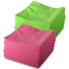10 Pink & 10 Green Microfibre Genuine Exel Brand Magic Cleaning Cloths. Chemical Free Cleaning. Anti Bacterial Microfiber Cloths for Amazing Smear Free Wiping.