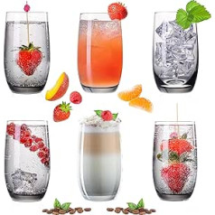 PLATINUX Elegant Ombré glāzes no stikla, melnas, 280 ml (maks. 370 ml), 6 gab., ūdens glāzes, sulu glāzes, long drink glāzes