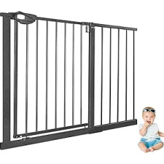 XINZI kāpņu drošības vārti Baby Door drošības vārti bez urbšanas 105-115 cm Barjeras vārti Auto-Close Kāpņu vārti Bērnu vārti 180° Divvirzienu durvju vārti Metāla režģis Pet, melns