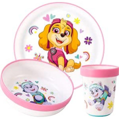 Paw Patrol 3 Piece Premium Two-Tone Tableware Set for Kids Plate, Bowl and Cup, BPA Free