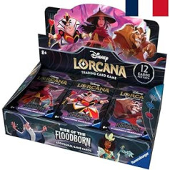 Ravensburger — Disney Lorcana TCG The Rise of the Floodborn JCC Display, 24 pastiprinātāji no 8 gadiem, franču versija