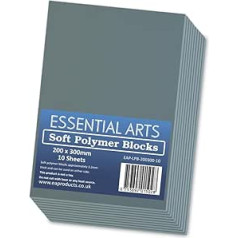 Essential Arts abpusēji mīkstie lino polimēru bloki, 200x300 mm, 10 paka, 3,2 mm biezas īpaši mīkstas drukas loksnes grebšanai un amatniecībai