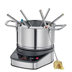 Spring Electric Fondue Set | Electric Fondue for 6 People | Optimal Temperature Regulation | for Cheese Fondue, Oil Fondue or Chocolate Fondue | Secure Stand | Includes 6 Fondue Forks | 1.4 L