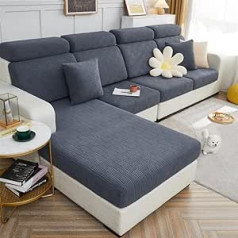 ele ELEOPTION Izstiepts dīvāna sēdekļa spilvena pārvalks, uzlabots spandex neslīdošs dīvāna sēdekļa pārvalks, dīvāna pārvalks, dīvāna pārvalks dīvāna sēdekļa spilvenam (tumši pelēks, krēsla pārvalks garumam 160-190 cm)