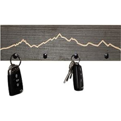 WOODS Key Holder Reclaimed Wood with Mountain Contour | Gift Mountain Lovers | Several Designs to Choose From | Key Cabinet Key Rack Wall Decoration Decorative Mountains | Contour 30 cm