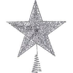 Nicexmas 20 cm Silver Star Tree Topper Exquisite Christmas Tree Topper Decoration