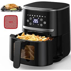 LUNSY Hot Air Fryer 4,5 l Airfryer bez eļļas XXL Fryer Hot Air Fryer Air Fryer ar digitālo LED skārienekrānu