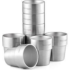 Hivexagon 300ml Set aus 8 Doppelwandigen Edelstahl becher edelstahl tasse- Ideal Für Kalte Getränke - Spülmaschinenfest HG298