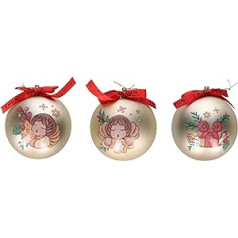 THUN - Set of 3 Christmas Baubles Gold Polyester Large Version Christmas Tree Decoration Gift Idea Diameter 10 cm