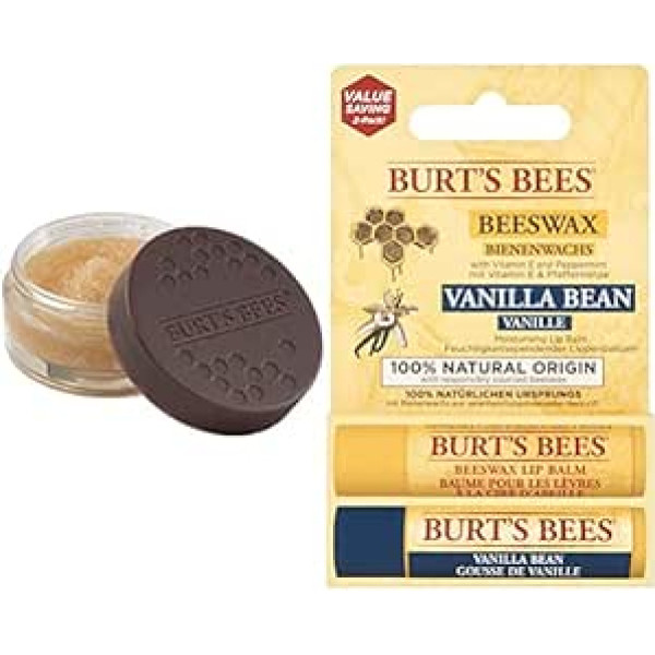 Burt's Bees 100% dabīgs barojošs lūpu skrubis, 7,08 g un lūpu balzami, lieliska vērtība ar divu jūsu iecienītāko divu iepakojumu, 100% dabīgs