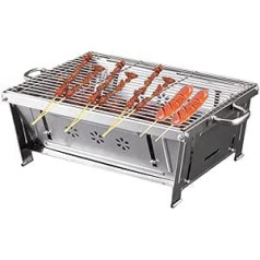 TINMIX Charcoal Barbecue Picnic Grill Stainless Steel Portable Foldable Grill Trolley BBQ Folding Grill Camping Grill for Garden Parties Outdoor Table Grills Charcoal Portable