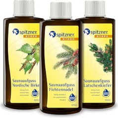 Spitzner Saunaaufguss-Set Waldduft (3 x 190 ml) – Gesundheitsaufgüsse mit aromatischem Saunaduft nach Waldspaziergang mit Fichtennadel, Latschenkiefer und Nordischer Birke