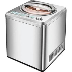 UNOLD 48872 Eismaschine Exklusiv mit selbstkühlendem Kompressor, 2 L Volumen, modernes Edelstahlgehäuse, digitaler Timer, 180 W