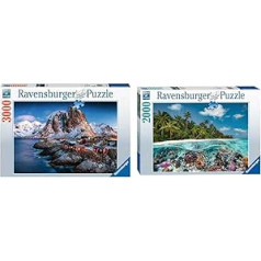 Ravensburger Puzzle 17081 Hamnoy & Puzzle 17441 Niršana Maldivu salās — 2000 gabalu mīkla pieaugušajiem un bērniem no 14 gadu vecuma