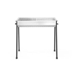 HENDI Holzkohlegrill, inkl 2 roste von je 345x345mm, Model Patio, mit abnehmbaren Füßen, Bräter, BBQ, nur für Verwendung im Aussenbereich, 770x380x(H)760, Edelstahl 18/0