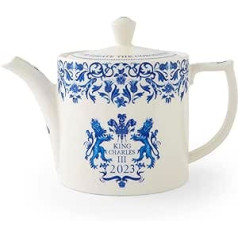 Portmeirion mājas un dāvanas KCC00600 Spode King Charles III kronēšanas tējkanna, 1,1 l, zilā un baltā krāsā