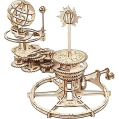 UGEARS mehāniskā telūrija 3D puzle — Tēva dienas dāvana, Zemes un Mēness mīkla, 3D koka puzle pieaugušajiem, modeļu komplekti pieaugušajiem — izglītojošs Saules sistēmas DIY planetārijs