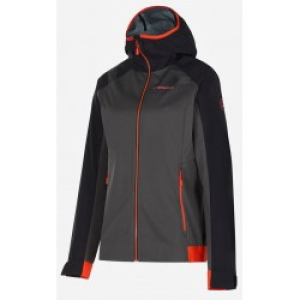 Jaka MACNAS Softshell Jkt W S Carbon/Cherry Tomato