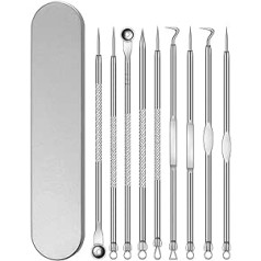 Nfegsiya Blackhead Remover Needle Tools Set Blackhead Tweezers Pimple Extractor Stainless Steel Blackspot Removal Skin Care Tool (Colour: 9 Iron Box)