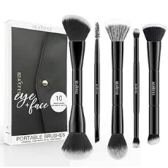 Beasofee Aplauzuma otu komplekts 10 Make Up Brush Set Professional Foundation Brush Sintētiskie sari Korektors Uzacis Skropstas Coil Eyeshadow Acu zīmulis pūderis šķidrs krēms vaigu otiņa ar grimu