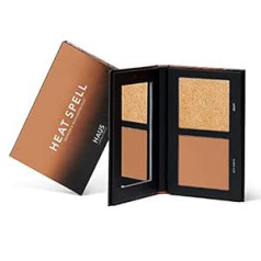 Haus Laboratories , Lady Gaga: Heat Spell Bronzer & Highlight Duo Matte Powder Bronzer un Luminous Highlighter, dažādas paletes, bezšuvju mirdzums, vegāns un bez cietsirdības, 0,38 unces