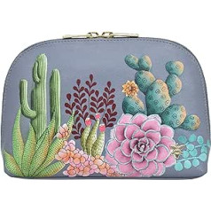 Anuschka Women's Genuine Leather Hand Painted Cosmetic Bag - Desert Garden, Desert Garden