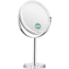 Auxmir Double Sided Makeup Mirror with 20X Magnification, 20X/1X Magnification, Free Standing Tabletop Vanity Mirror with 360° Rotation, Portable for Dressing Table, Bathroom, Bedroom