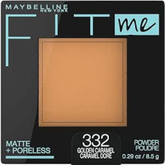 Maybelline New York Fit Me Matte + bezporu presēts sejas pūdera grims, zelta karamele, 0,28 unces, 1 iepakojums