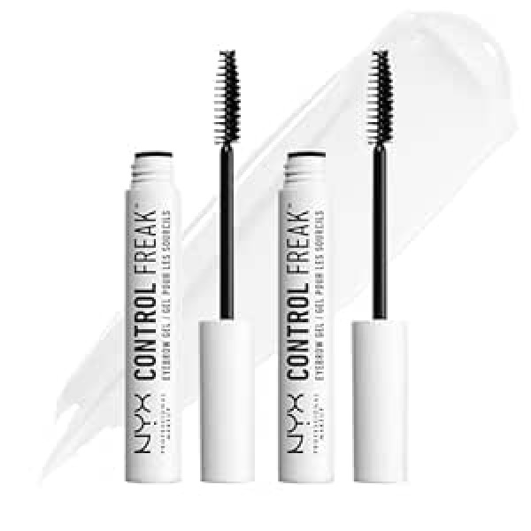 Nyx Professional Makeup Eyebrow Gel, Control Freak Eyebrow Gel, Clear Brow Setter и прозрачная тушь для ресниц, для укрощенных бровей и фиксированного цвета бровей, упаковка из