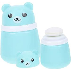 Housoutil 2gab Bear Powder Puff Box Powder Talcum Case konteiners ķermeņa pūdera pūdera tvertnēm, birstošā pulvera turētājs Villus Powder Puff Cosmetic Food Safe PP jaundzimušo pulvera kārtiņu turētājs