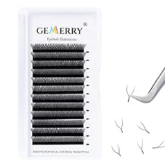 Gemerry YY-Shaped Volume Eyelashes Pre-Fanned 2D 4D Eyelashes Y Lashes 0.07mm C Curl Single Size 14mm Russian Eyelash Fan for Eyelash Extentions Skropstu pieaudzēšana by Gemerry (YY lash-0.07C-14mm)