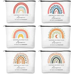 Weewooday 6 Rainbow kosmētikas somas sievietēm, iedvesmojošas dāvanas skolotājiem, mazas ceļojumu kosmētikas somas, kosmētikas somas ar rāvējslēdzēju dzimšanas dienai, Ziemassvētkiem, 23 x 15 x 5 cm, 6 stili, kā parādīts attēlā