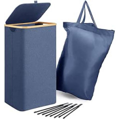 BRIAN & DANY Laundry Basket with Lid, Foldable Laundry Basket with Removable Laundry Bag, 70 x 39 x 29 cm, Navy Blue