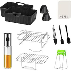 Air Fryer Accessories 11 PCS Applicable to Ninja Dual AF400UK AF451UK, Silicone Air Fryer Liner & Dual Air Fryer Racks & Paper Lining etc Dual Air Fryer Accessories Compatible with microwaves, ovens