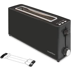 Bastilipo - Firefox - AN900 - Black toaster - Long slot for 2 slices of 900 W - Defrost function - Crumb tray