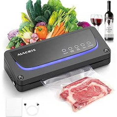 ALACRIS Vacuum Sealer with Cutter and Roll Storage for Wet and Dry Food, 8 x Fresh, Vacuum Sealer with LED Light, Includes Vacuum Bag and Hose