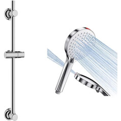 WENKO Shower Rail without Drilling, Shower Rail for Attaching with Special Adhesive Pad, Diameter 2.2 x 70 cm, Chrome & Shower Head, Water-Saving Shower Head