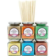 Cotton Candy Sugar 6 x 175 g in Glass for Candy Floss Machine Includes 50 Cotton Candy Sticks Colourful Premium Aroma Sugar