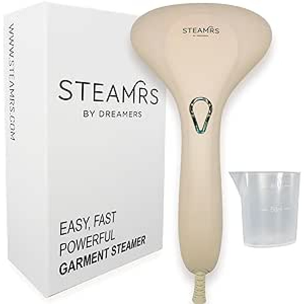 STEAMRS Premium Steamer 1500 W — jaudīgs rokas tvaikonis ar greznu, mīkstu pieskārienu dizainu un nerūsējošā tērauda sprauslu — 20 sekunžu uzsilšanas laiks — visiem audumiem — ideāli piemērots ceļojumiem — smiltis