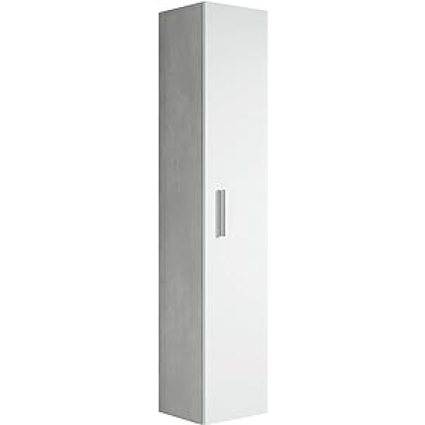 Pluto Bathroom Cabinet, 150 cm, Concrete with White, Shelf, Cupboard, Tall Cabinet, Furniture